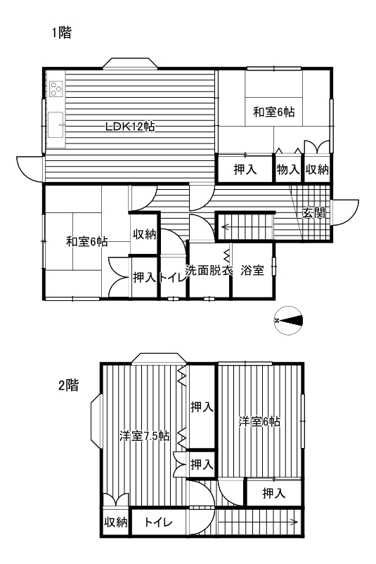 桜ヶ丘 中古住宅 4LDK 駐車場軽1台間取・配置図